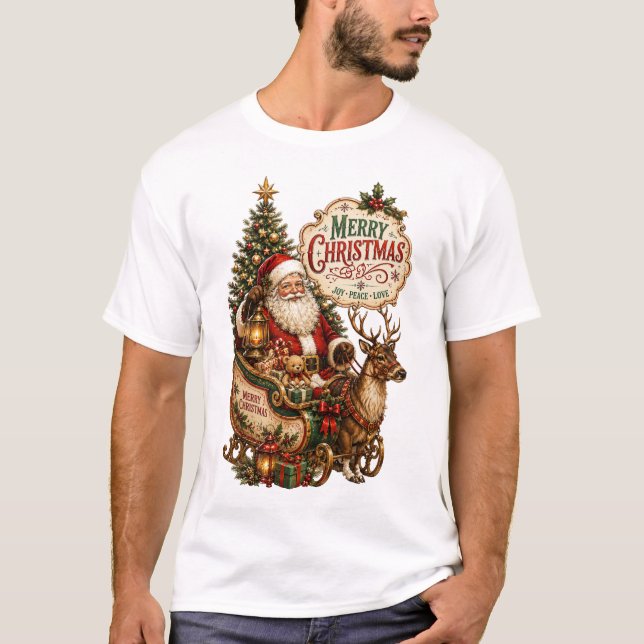 T-shirt Père Noël de Noël vintage (Devant)