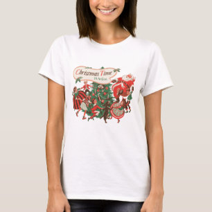 T-shirt Père Noël de Noël vintage et enfants dansants