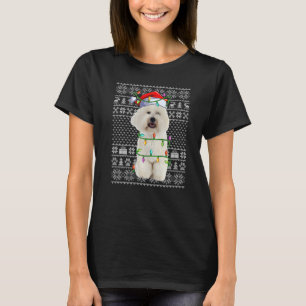 T-shirt Père Noël de style pull de Noël moche Bichon Frise