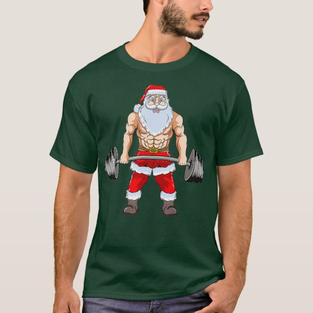 T-shirt Père Noël Deadlift Fitness Noël Funny Gym Noël (Devant)