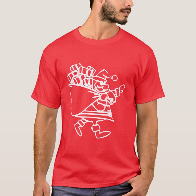T-shirt Père Noël dessinée à la main avec des présentateur (Devant)