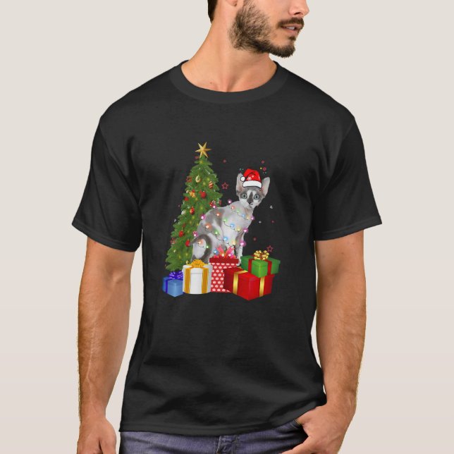 T-shirt Père Noël Devon Rex Cat Christmas Tree Classique C (Devant)