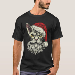 T-shirt Père Noël Devon Rex Chat Noël Fêtes Vintage