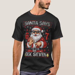 T-shirt Père Noël dit 6 7 Bling Noël Glitter Père Noël 