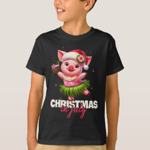 T-shirt Père Noël drôle Cochon Hawaïen Noël en Juillet Pla