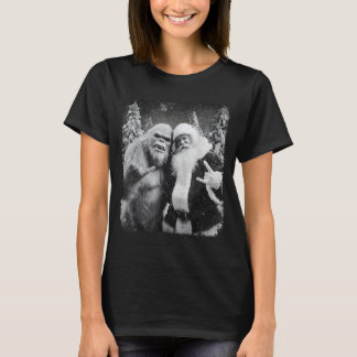 T-shirt Père Noël drôle de Noël selfie Bigfoot croit