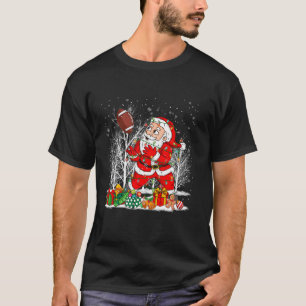 T-shirt Père Noël drôle Jouer au football américain Noël L