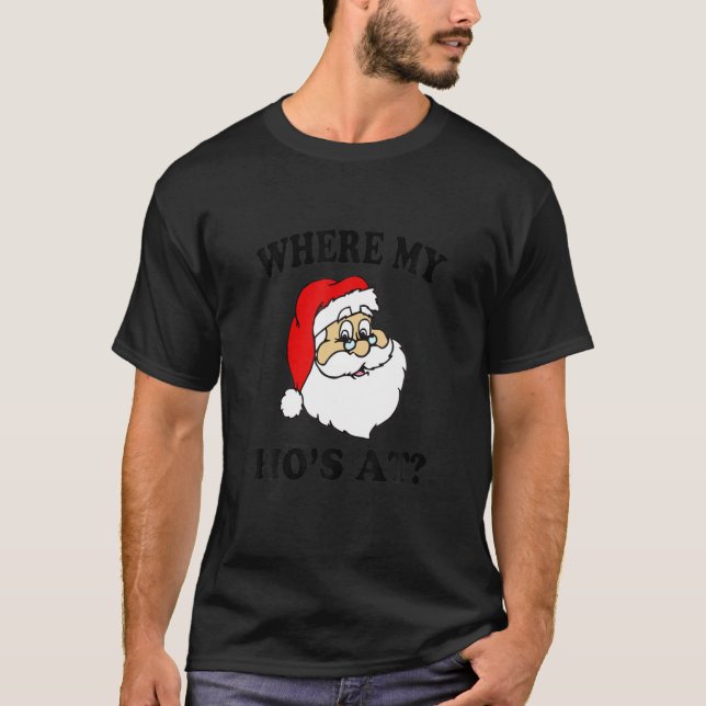 T-shirt père Noël drôle où mon mec est moche pull de noël (Devant)