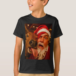 T-shirt Père Noël drôle selfie Renne Hommes Femmes Enfants