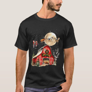 T-shirt Père Noël drôle tracteur vaches ferme agriculteur