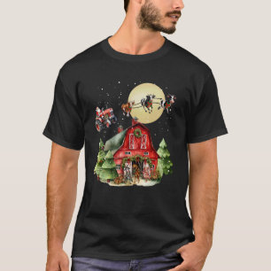 T-shirt Père Noël drôle tracteur vaches ferme agriculteur