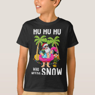 T-shirt Père Noël du palmier de Noël surfant sur la plage