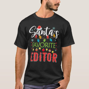 T-shirt Père Noël Éditeur favori Xmas Light Santa Hat Chri