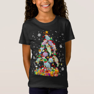 T-Shirt Père Noël ELF Manatee Noël Arbre de Noël Lumières 