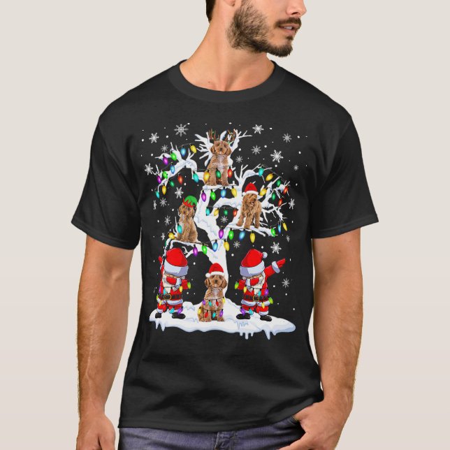 T-shirt Père Noël ELF Reindeer Cockapoo Sur L'Arbre De Noë (Devant)