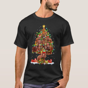 T-shirt Père Noël Elf Reindeer Irish Setter Arbre de Noël 