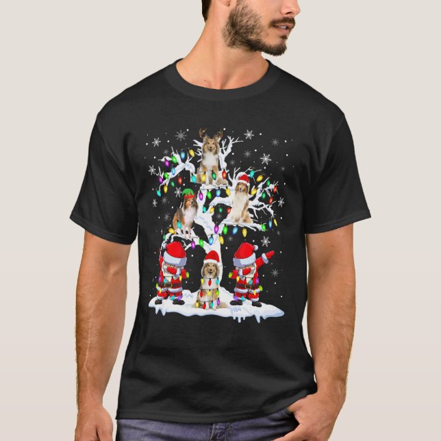 T-shirt Père Noël Elf Reindeer Shelter Sur L'Arbre De Noël (Devant)