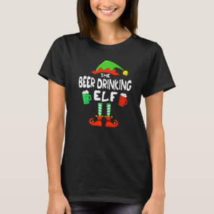 T-shirt Père Noël Elfe Buveur de Bière pour Famille Noël