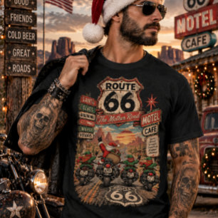 T-shirt Père Noël & Elfes sur la Route 66 – Noël Vintage