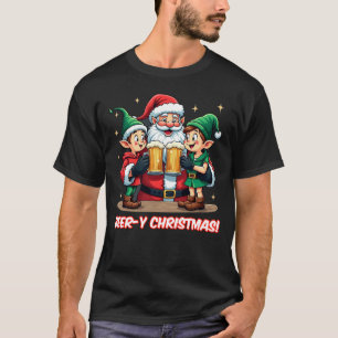 T-shirt Père Noël & Elves Beer Fest Drôle Noël Tee
