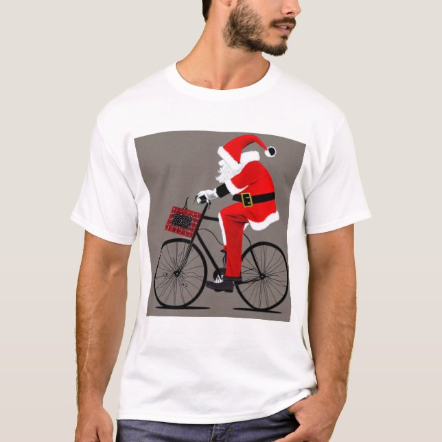 T-shirt Père Noël en vélo (Devant)