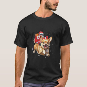 T-shirt Père Noël équitation Chihuahua Noël Arbre Lumières
