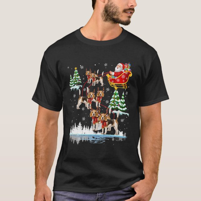 T-shirt père Noël équitation Dachshund Reindeer Pajama de  (Devant)