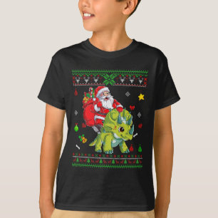 T-shirt Père Noël équitation Dinosaur Love Reindeer Xmas T