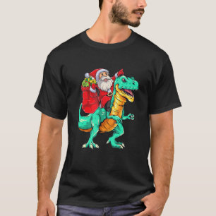 T-shirt Père Noël équitation Dinosaur rex Noël