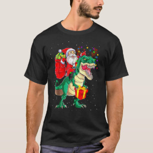 T-shirt Père Noël équitation Dinosaur Rex Pajama de Noël E