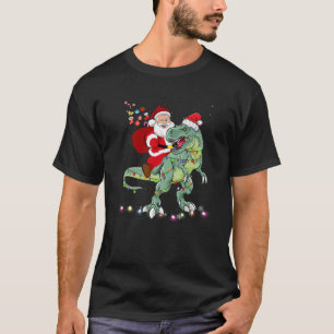 T-shirt Père Noël équitation Dinosaur T rex Cadeaux de Noë