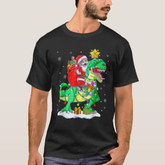 T-shirt Père Noël équitation Dinosaur T Rex Christmas Boys