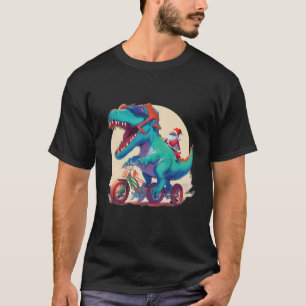 T-shirt Père Noël équitation Dinosaur T rex Pour Enfants G