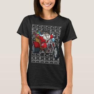 T-shirt Père Noël équitation moto moto moto de Noël moche