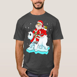 T-shirt Père Noël équitation Panda Ours Joyeux Noël Noël N