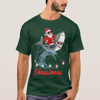 T-shirt Père Noël équitation requin Noël Garçons Enfants -