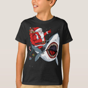 T-shirt Père Noël équitation requin Noël Pyjama mignonne O