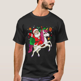 T-shirt Père Noël équitation Unicorn Lover Drôle cadeau de