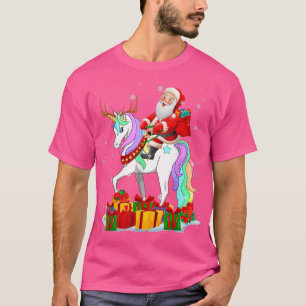 T-shirt Père Noël équitation Unicorn Reindeer Noël Père No