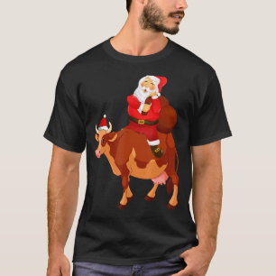 T-shirt Père Noël équitation Vache de Noël Pyjama Enfants
