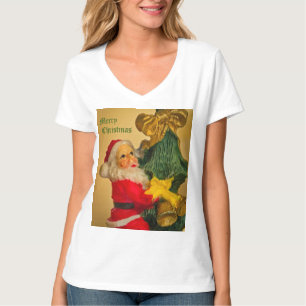 T-shirt Père Noël Escalade l'arbre de Noël - Vintage