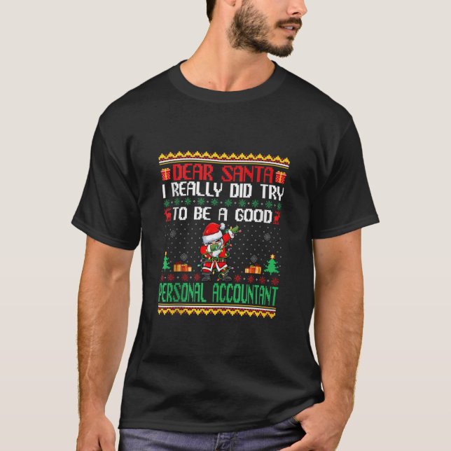 T-shirt Père Noël essaie d'être un bon comptable personnel (Devant)