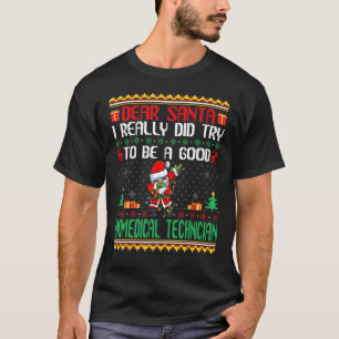 T-shirt Père Noël essaie d'être un bon technicien biomédic