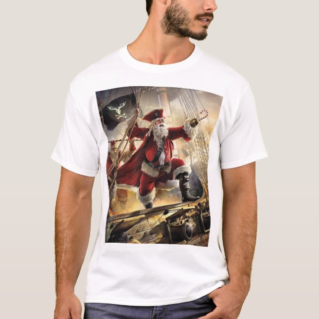 T-shirt Père Noël Est Un Pirate (Devant)