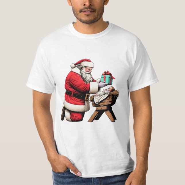 T-shirt Père Noël et bébé Jésus (Devant)