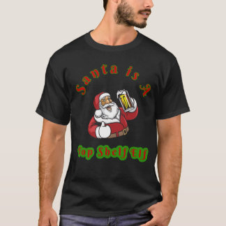 T-shirt Père Noël et bière Noël "Top Shelf Elf Père Noël"