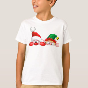 T-shirt Père Noël et Elf Cute et drôle Caractères Pékin