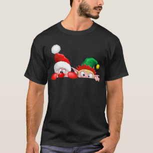T-shirt Père Noël et Elfe Personnages mignons et drôles qu