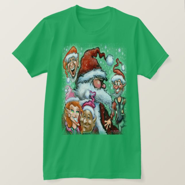 T-shirt Père Noël et Elfes de Noël (Design devant)