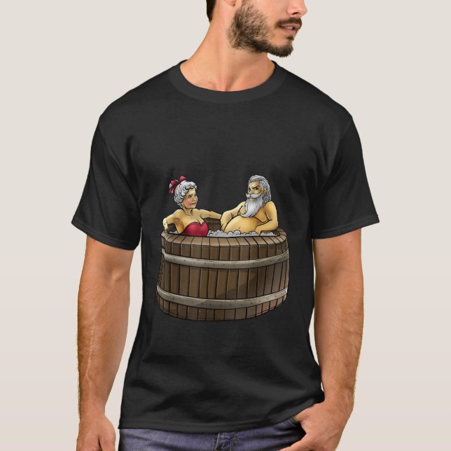 T-shirt Père Noël Et Mme Claus Dans L'Entretien Des Tubes  (Devant)